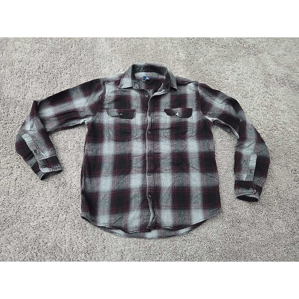 George Button Up Shirt Mens M Maroon Plaid Flannel Long Sleeve GM48Y101
